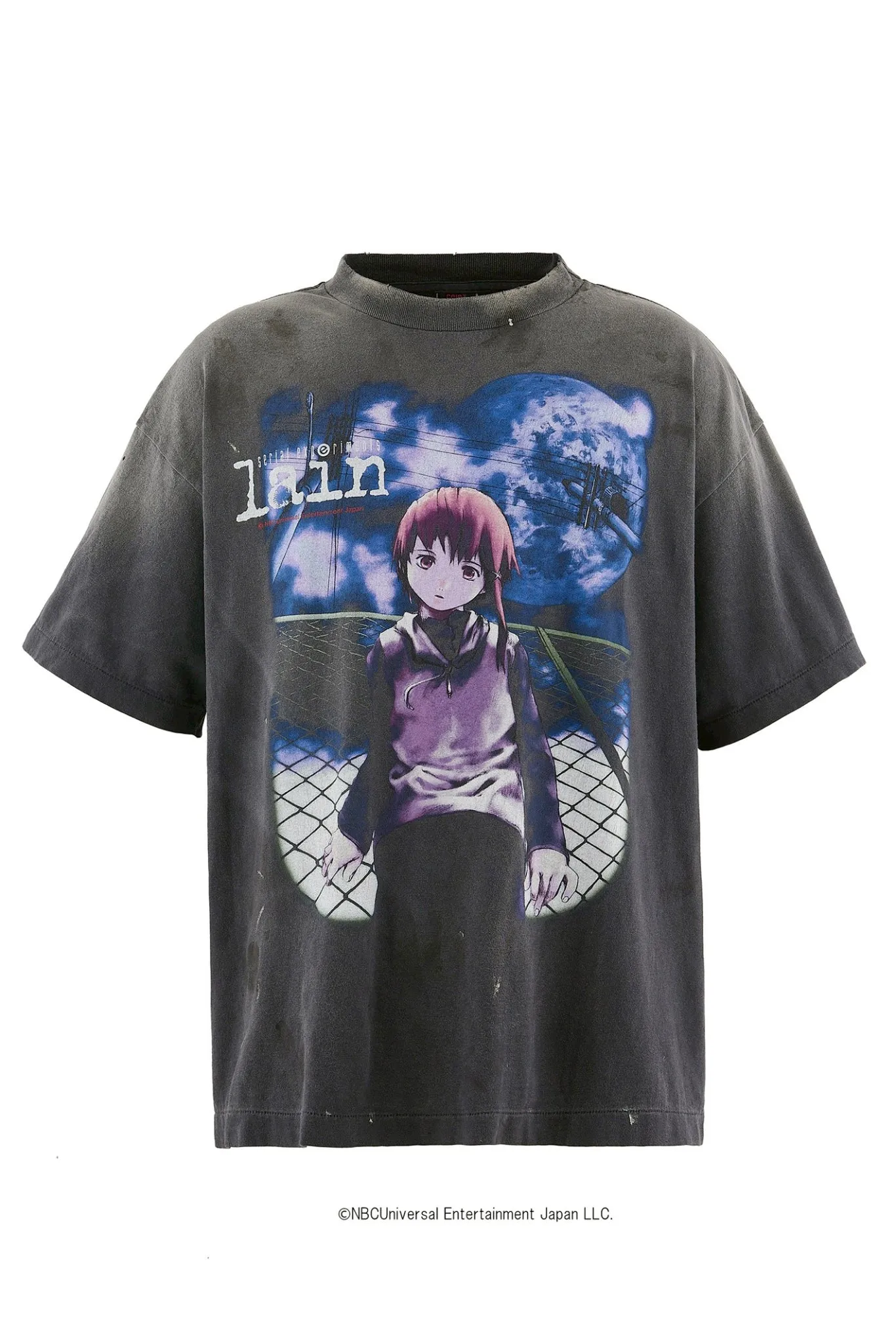 SAINT Mxxxxxx × serial experiments lain × GEEKS RULE GS_SS TEE/LAIN/BLK Sci-fi anime <Lingyin> co-branded ringing tone distressed short-sleeves Washed black S-XL Super rich and delicate printing technology perfectly shows the authentic details Customized co-branded accessories The real correct version Ready-made clothes Assute dyeing Washed to make old Maliu water faded